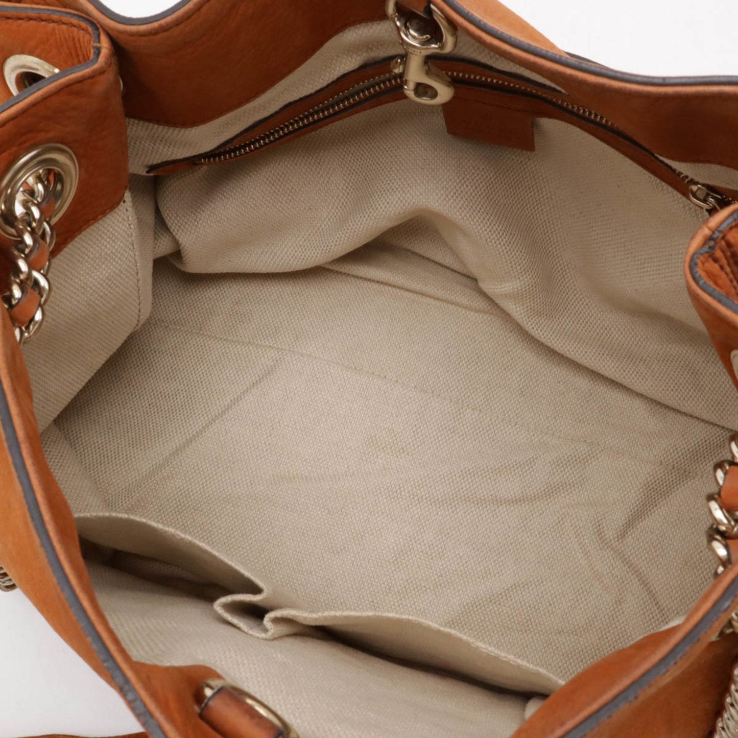 Gucci Brown Orange Leather Shoulder Bag Tote Bag