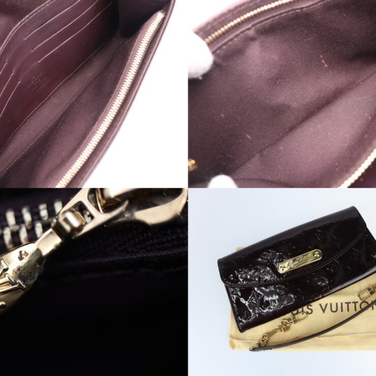 Louis Vuitton Amarante Monogram Vernis Clutch Bag Handbag Pouch Shoulder Bag