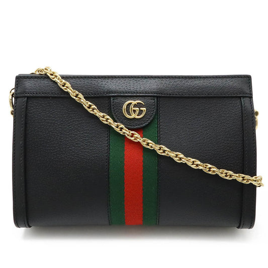 Gucci Black Green Red Color Leather Shoulder Bag ()