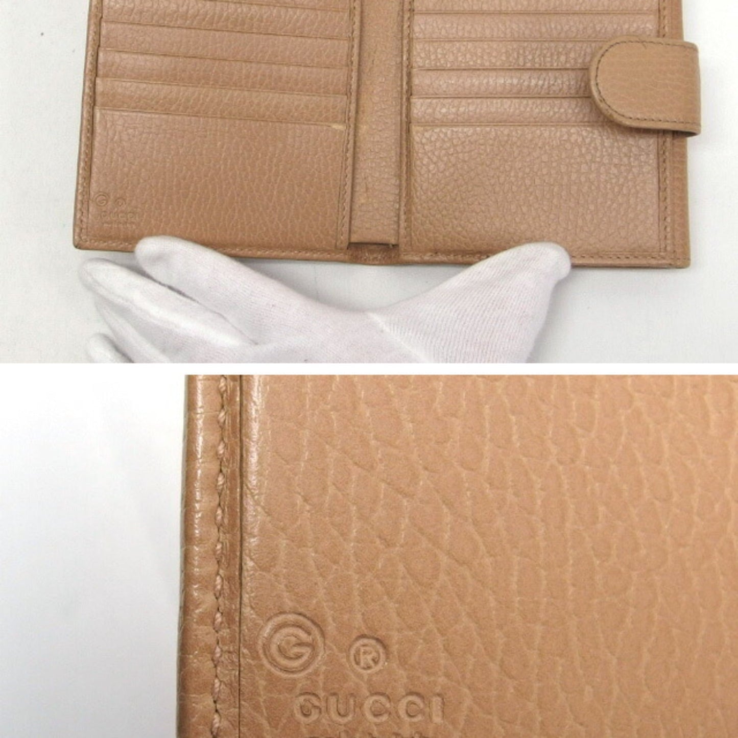 Gucci Beige Champagne Gold Leather Coin Purse/Coin Case