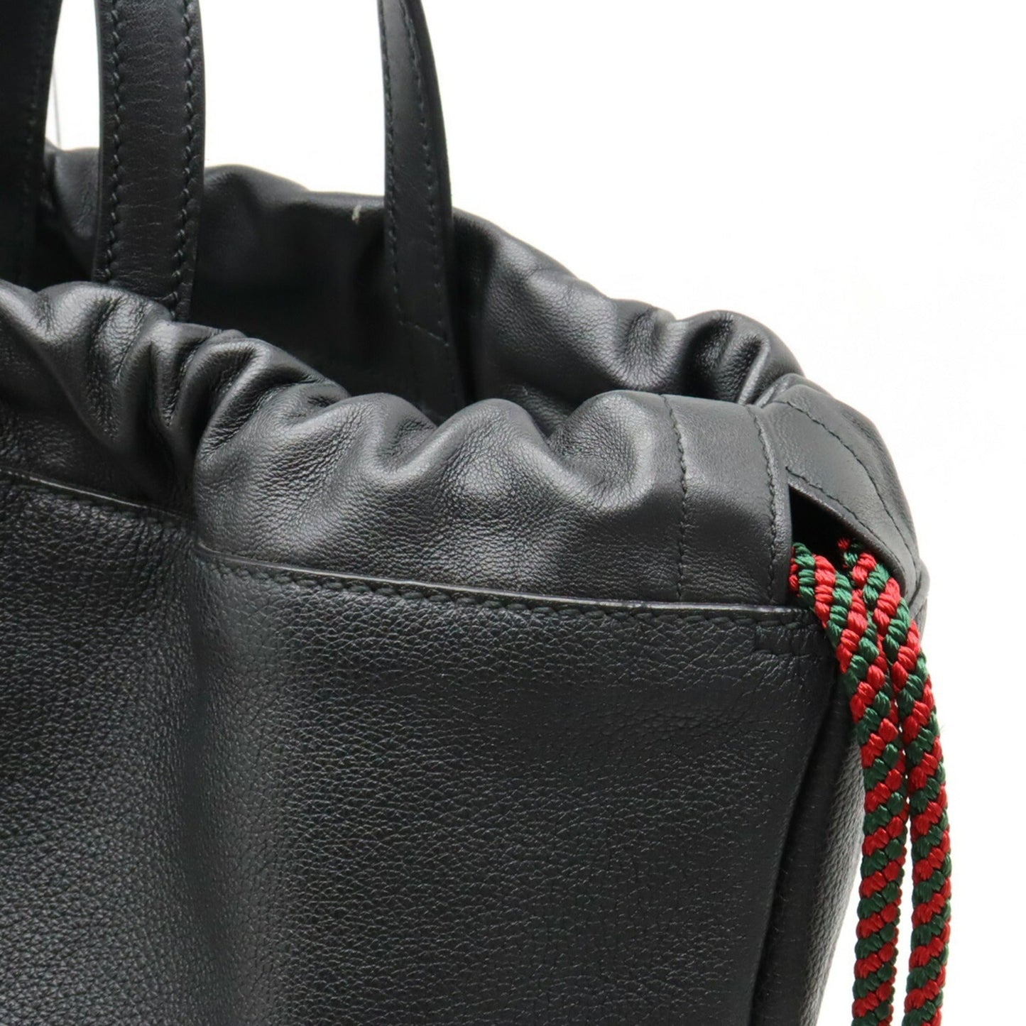 Gucci Black Green Red Color Leather Backpack Pouch Tote Bag