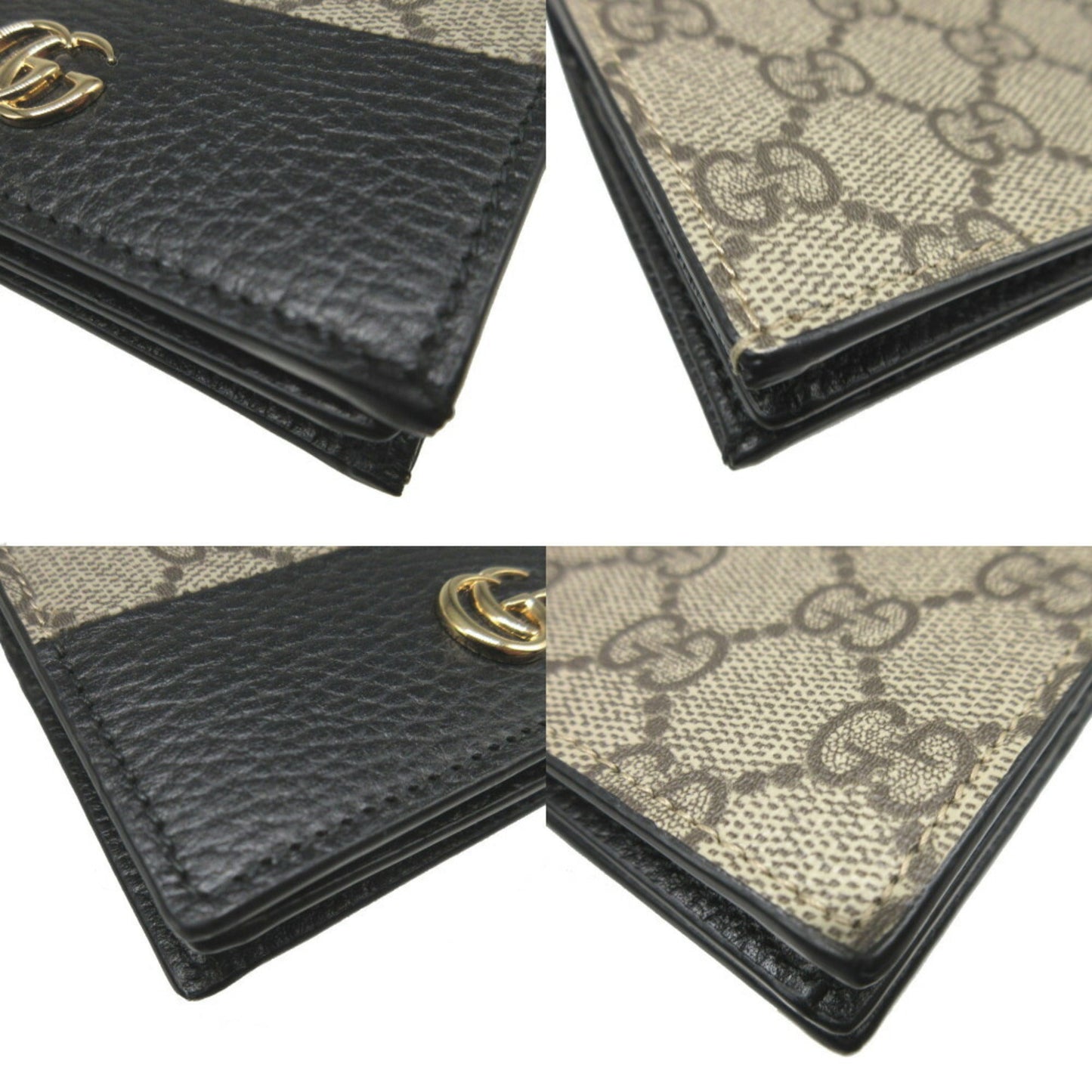 Gucci Beige Black Gg Supreme Wallet (Bi-Fold)