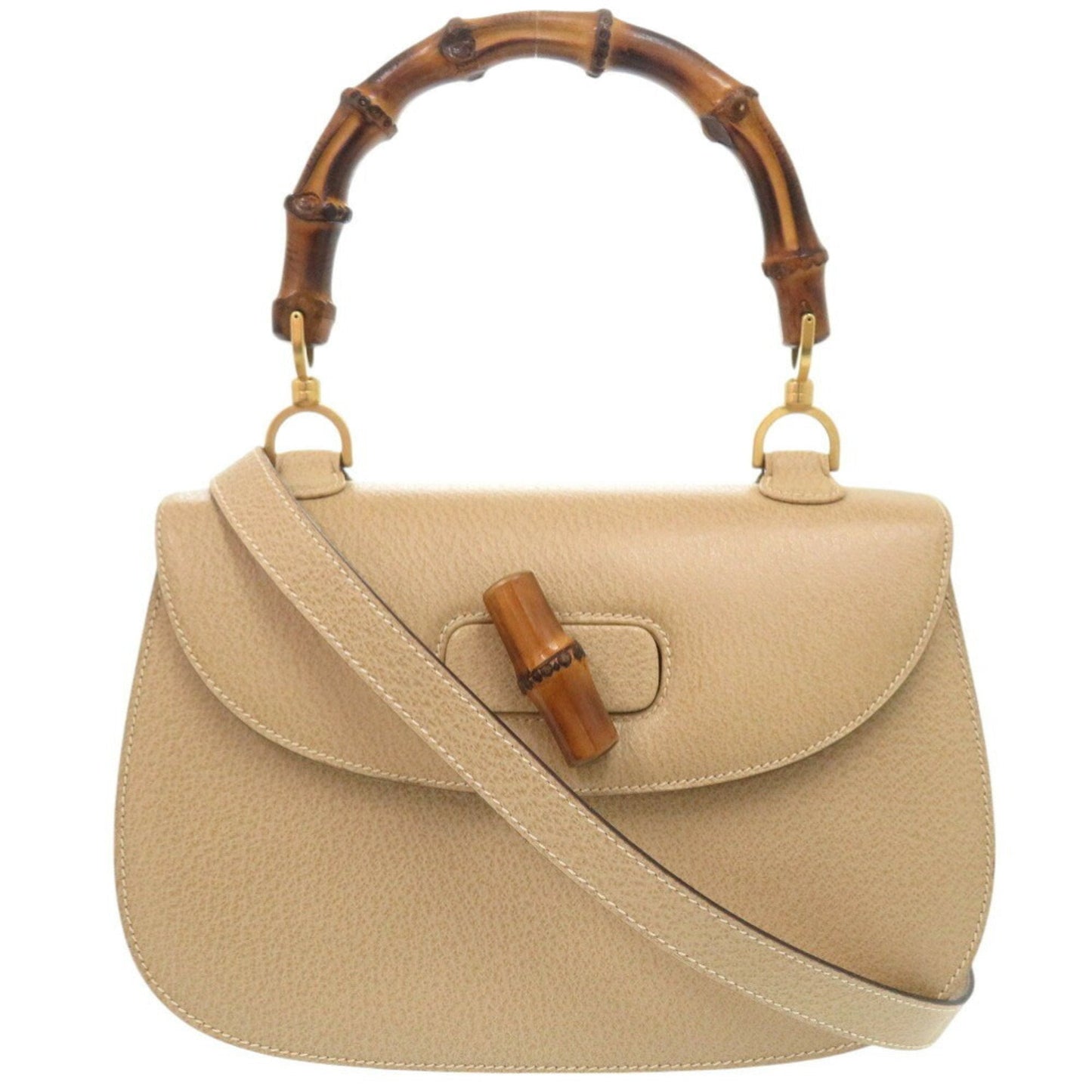 Gucci Beige Leather Handbag Shoulder Bag ()