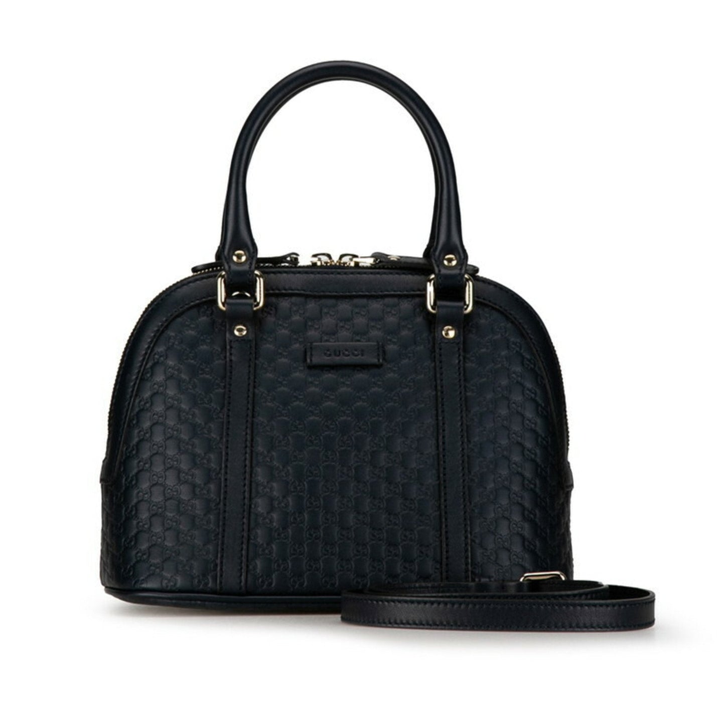 Gucci Gold Navy Leather Handbag Shoulder Bag ()