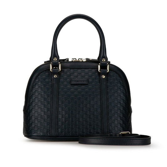 Gucci Gold Navy Leather Handbag Shoulder Bag ()