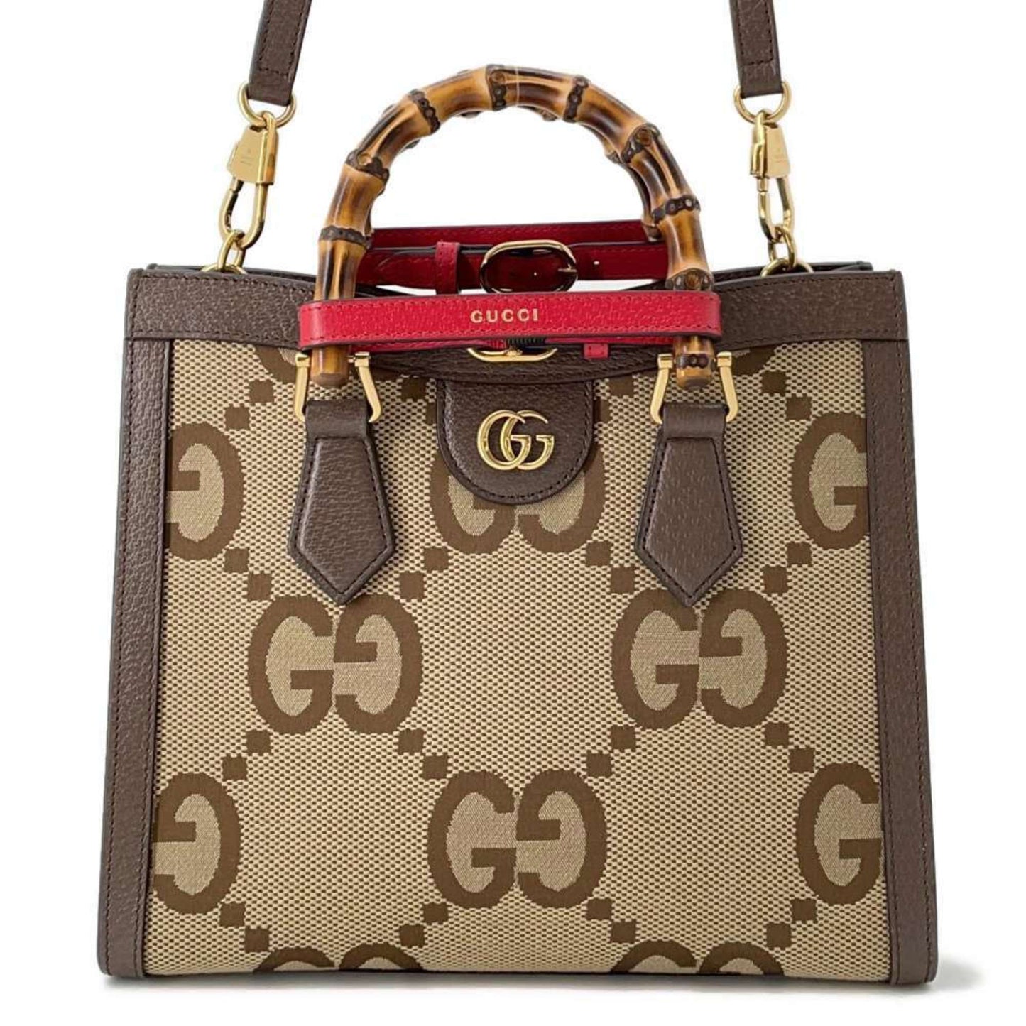Gucci Beige Brown Canvas Leather Shoulder Bag Tote Bag ()