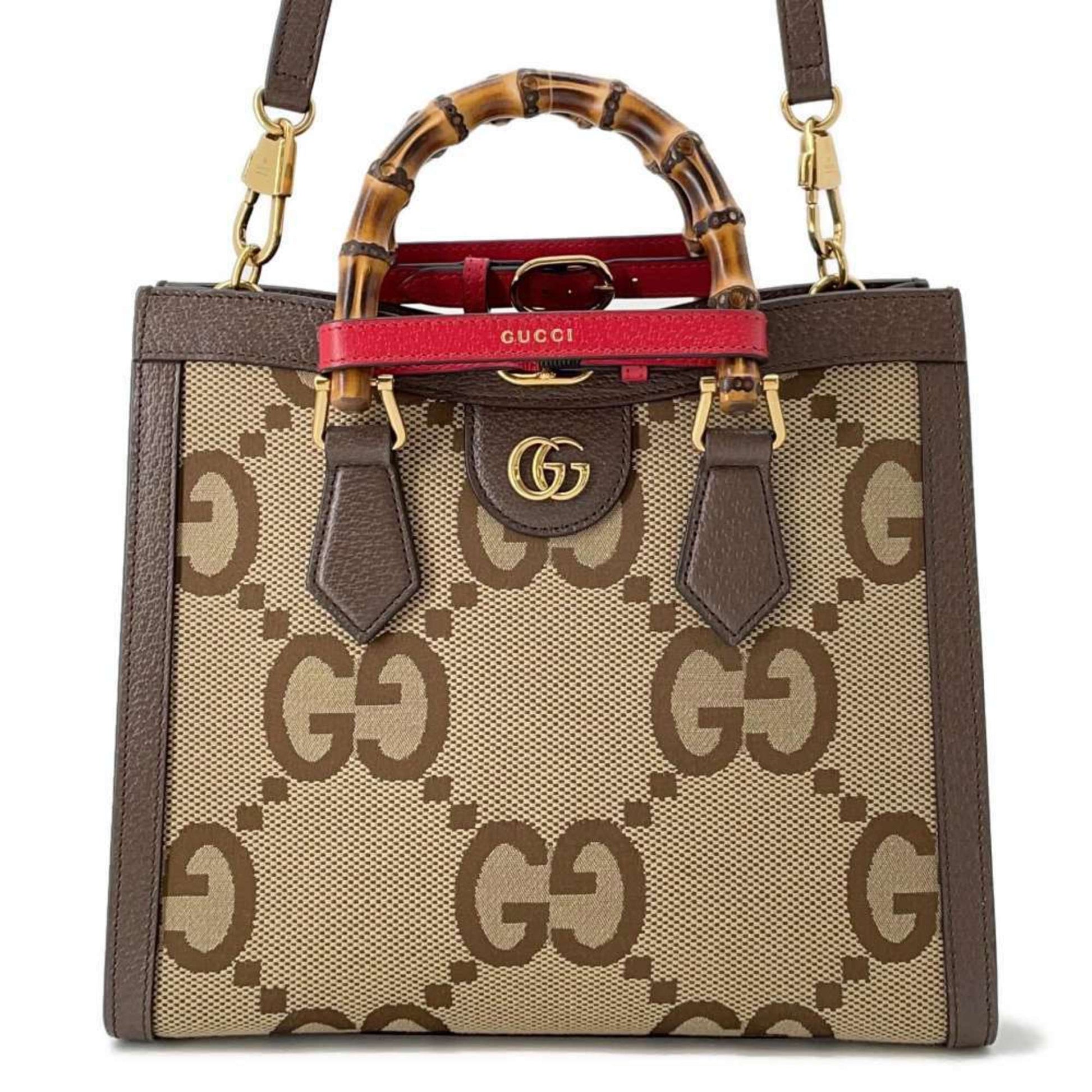 Gucci Beige Brown Canvas Leather Shoulder Bag Tote Bag ()