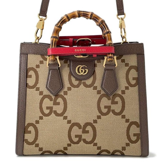 Gucci Beige Brown Canvas Leather Shoulder Bag Tote Bag ()