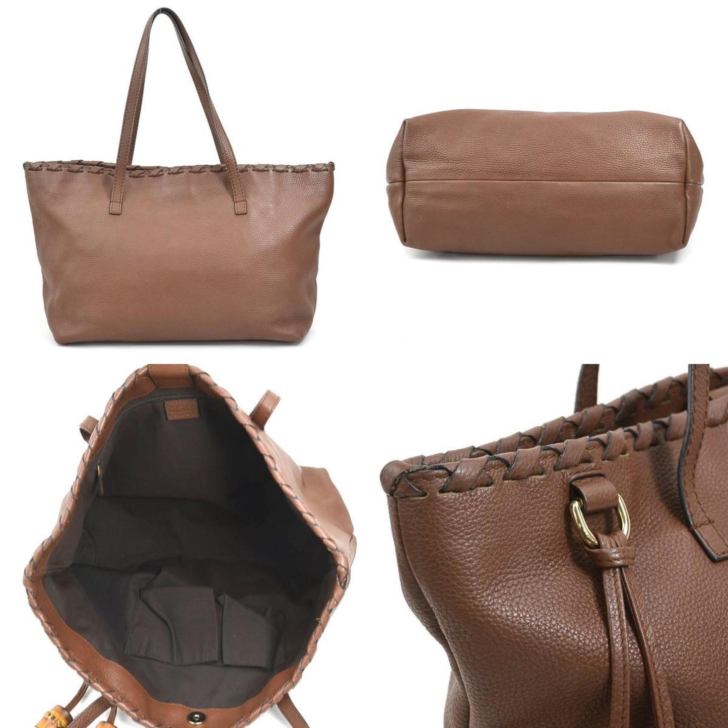 Gucci Brown Leather Shoulder Bag Tote Bag