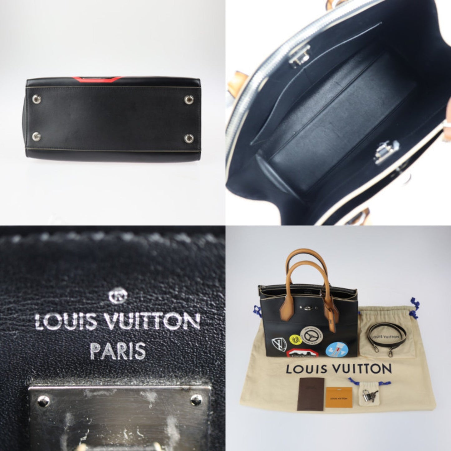 Louis Vuitton Black Multi-Color Leather Handbag Shoulder Bag Tote Bag