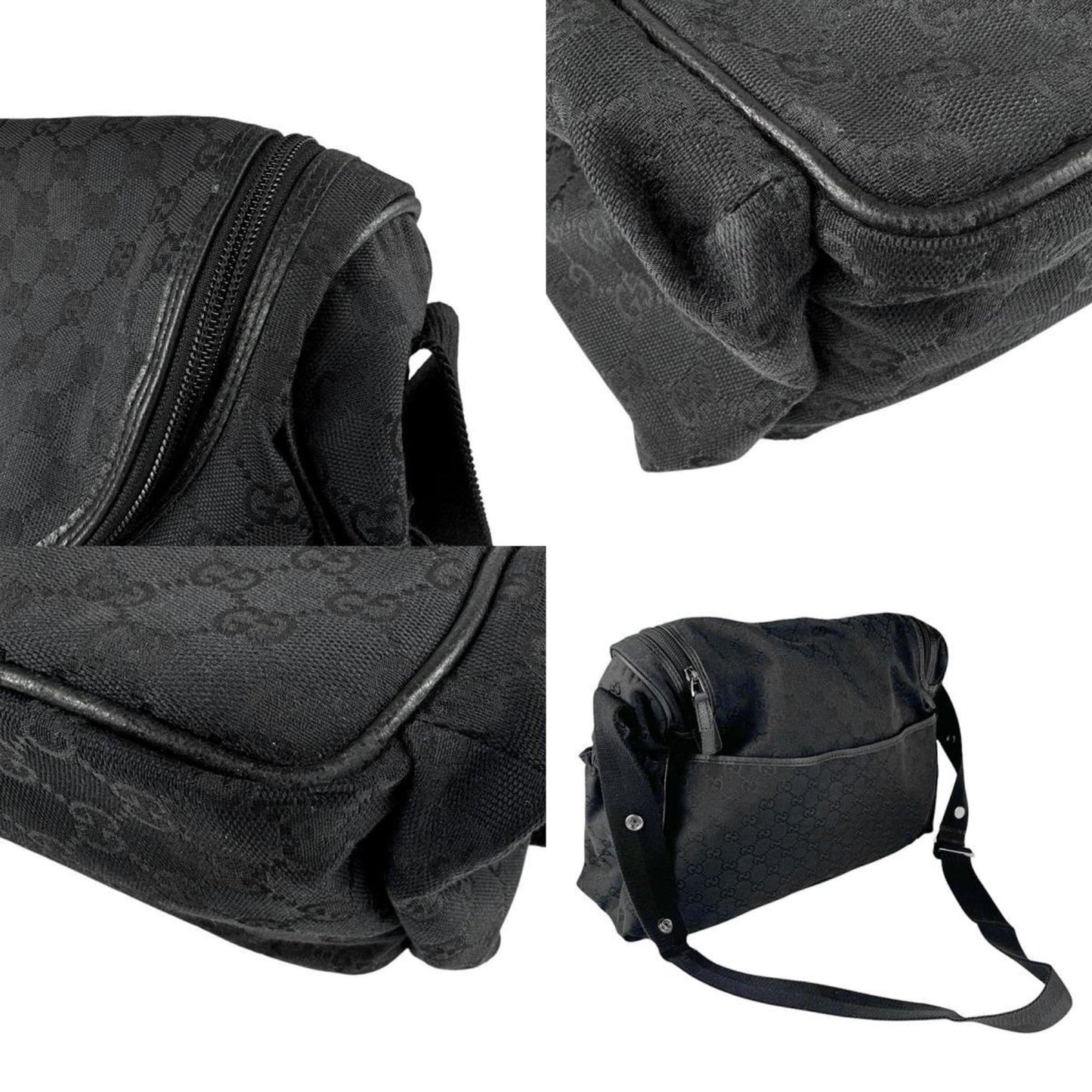 Gucci Black Gg Canvas Shoulder Bag