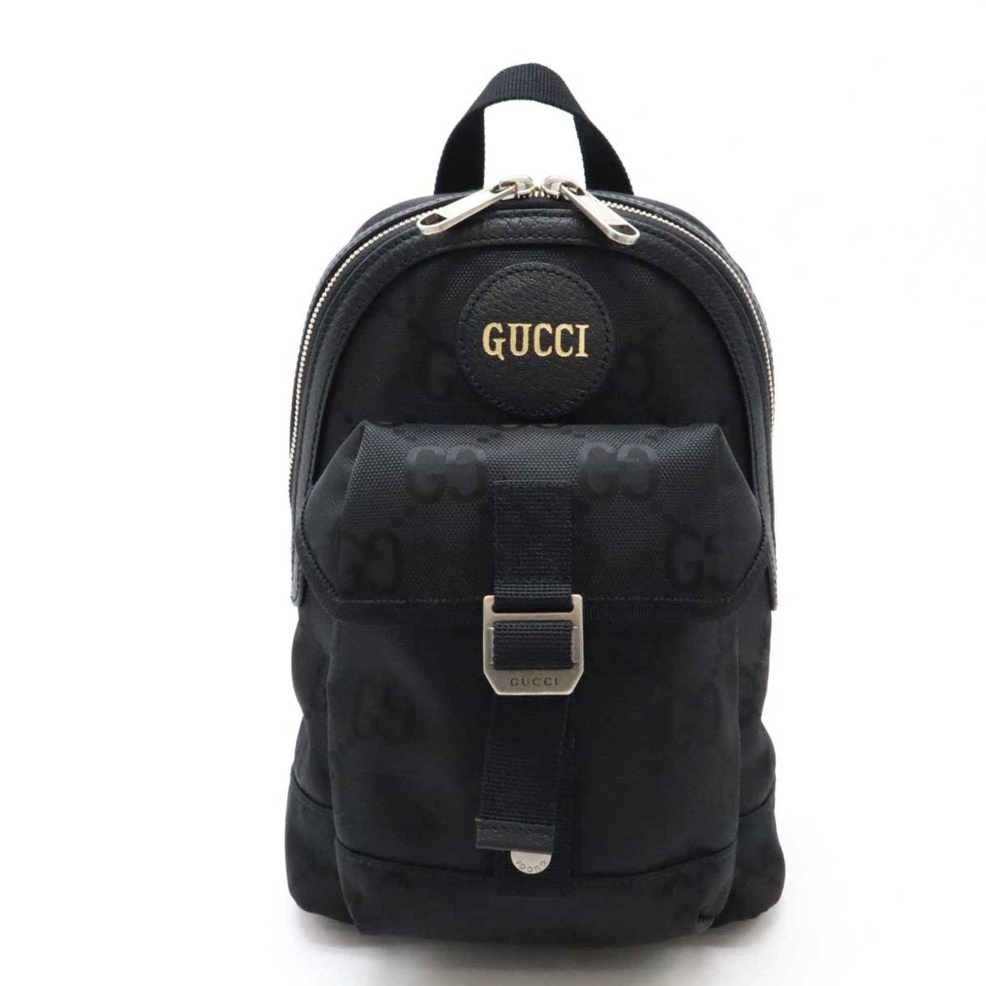 Gucci Black Nylon Canvas Leather Shoulder Bag Sling Bag ()