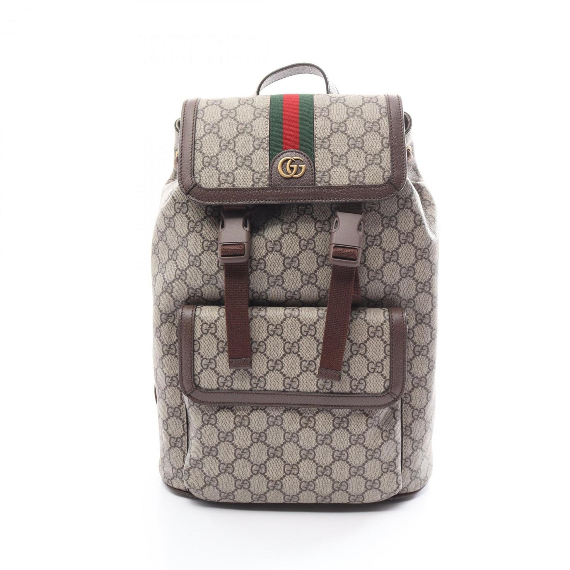Gucci Beige Brown Multi-Color Pvc Coated Canvas Leather Backpack ()