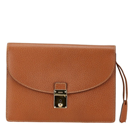 Gucci Brown Leather Clutch Bag ()