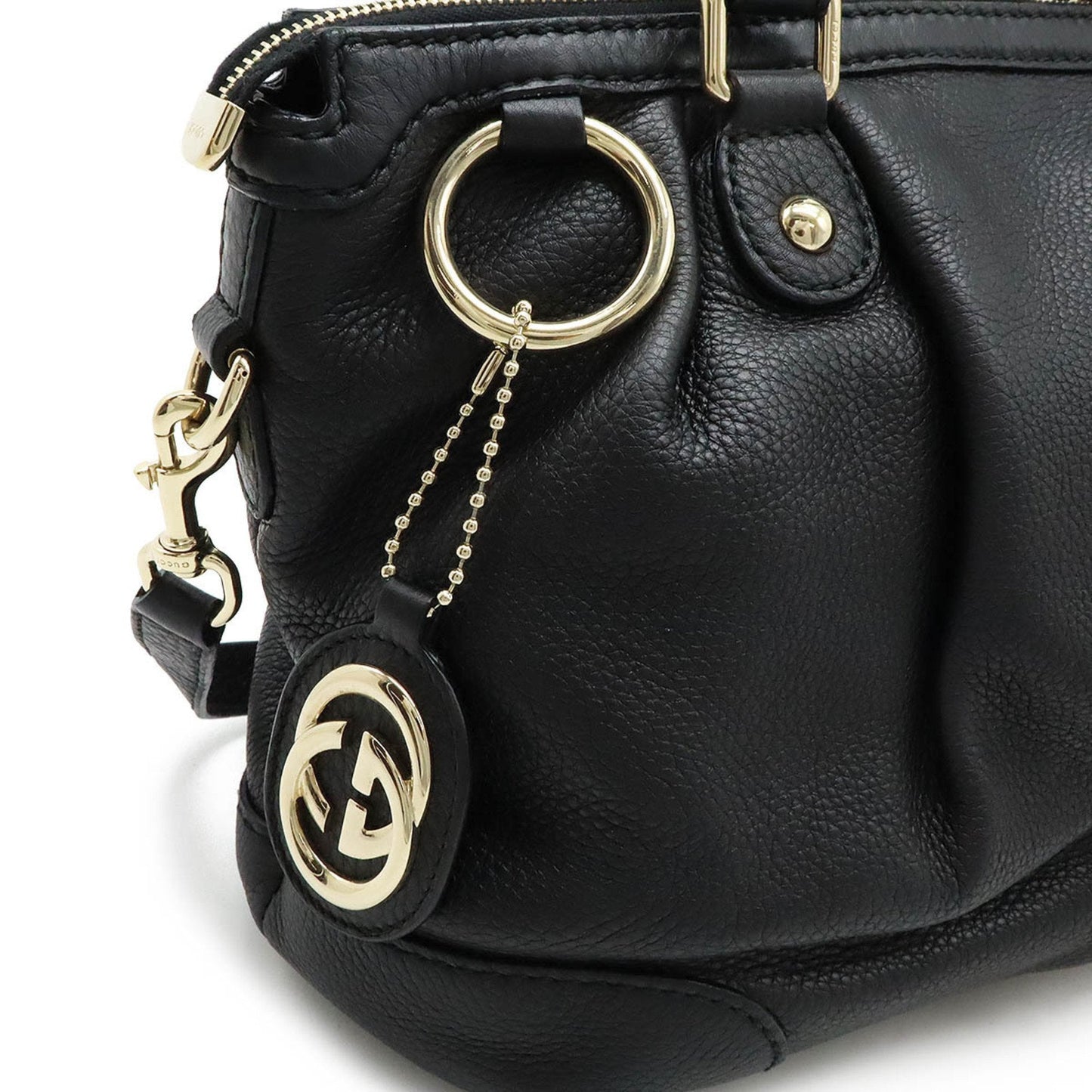 Gucci Sukey Black Leather Handbag Shoulder Bag Tote Bag