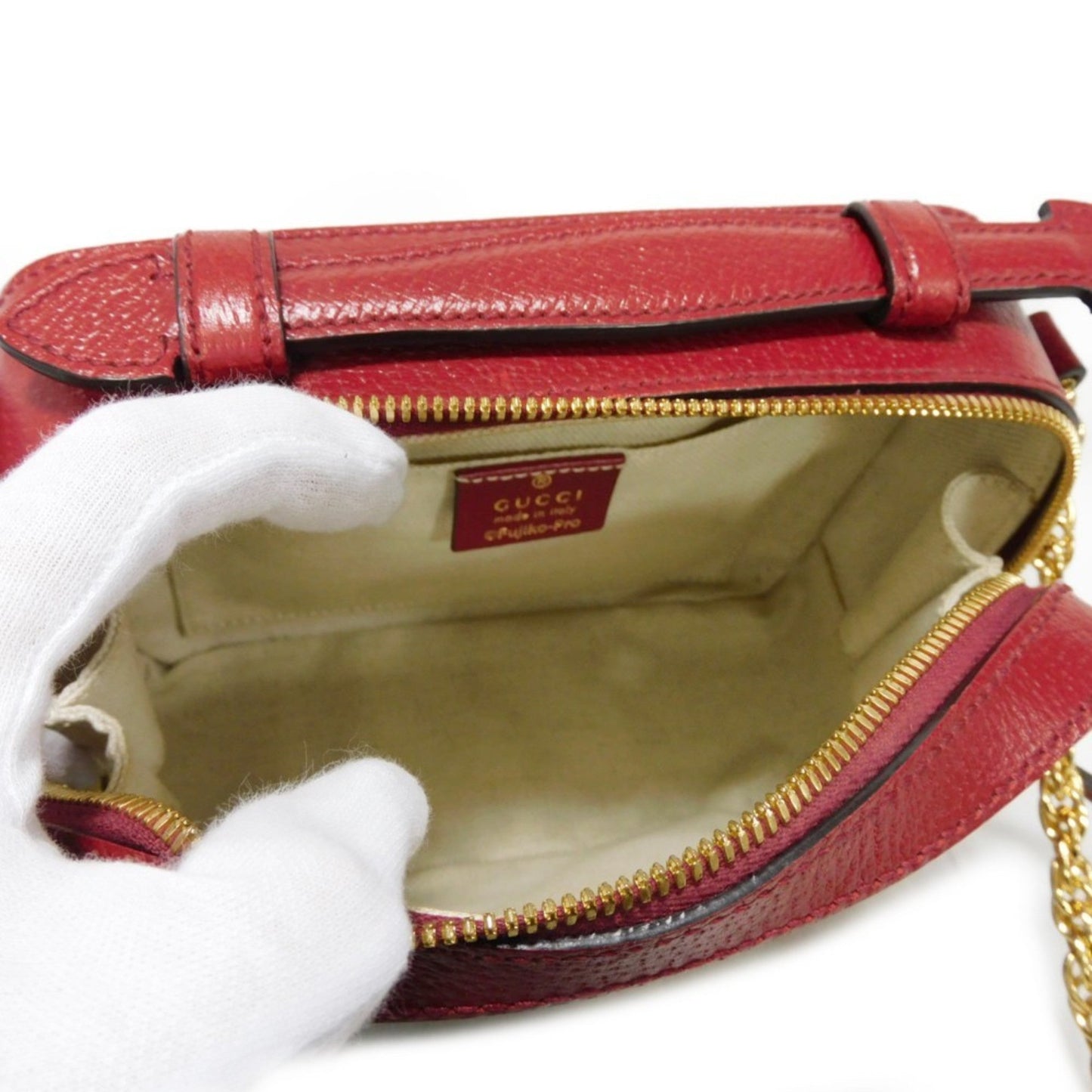 Gucci Brown Red Color Gg Supreme Canvas Leather Handbag Shoulder Bag