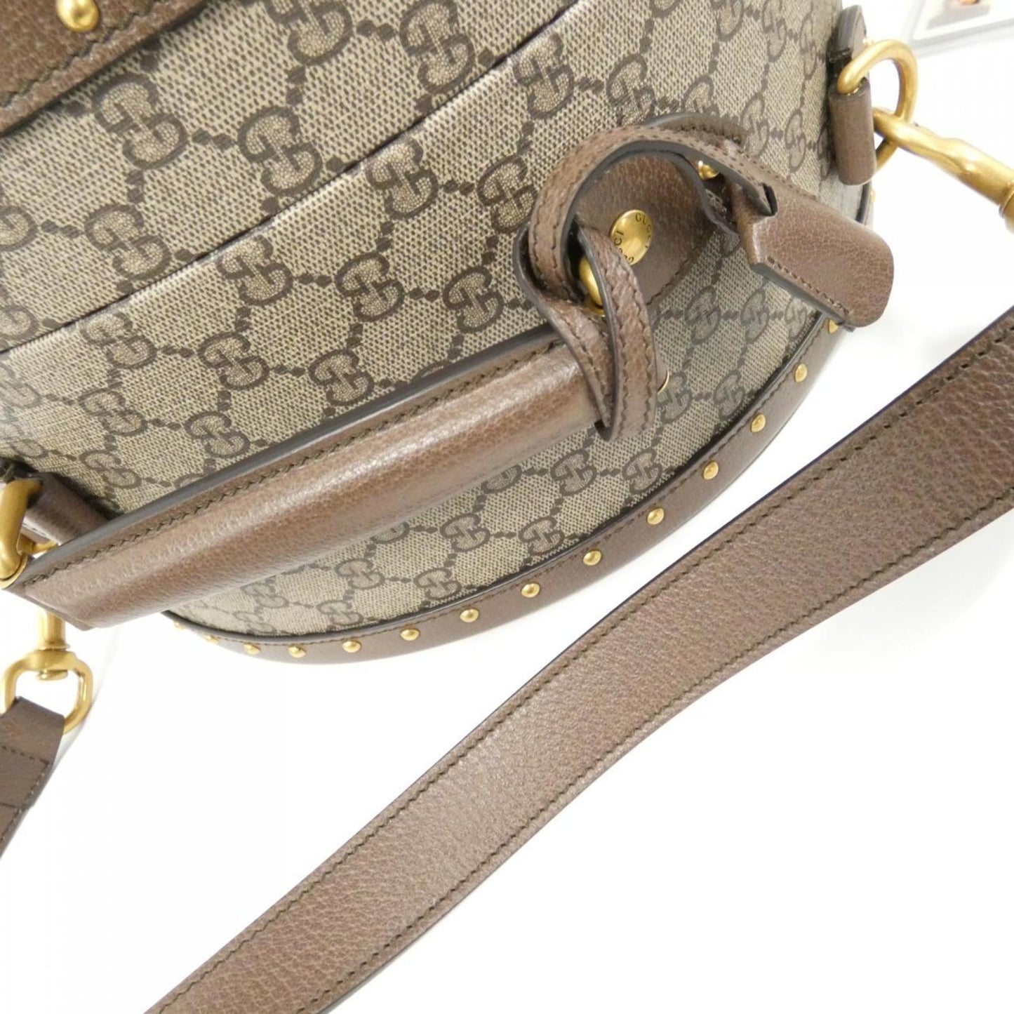 Gucci Beige Brown Gg Supreme Leather Handbag