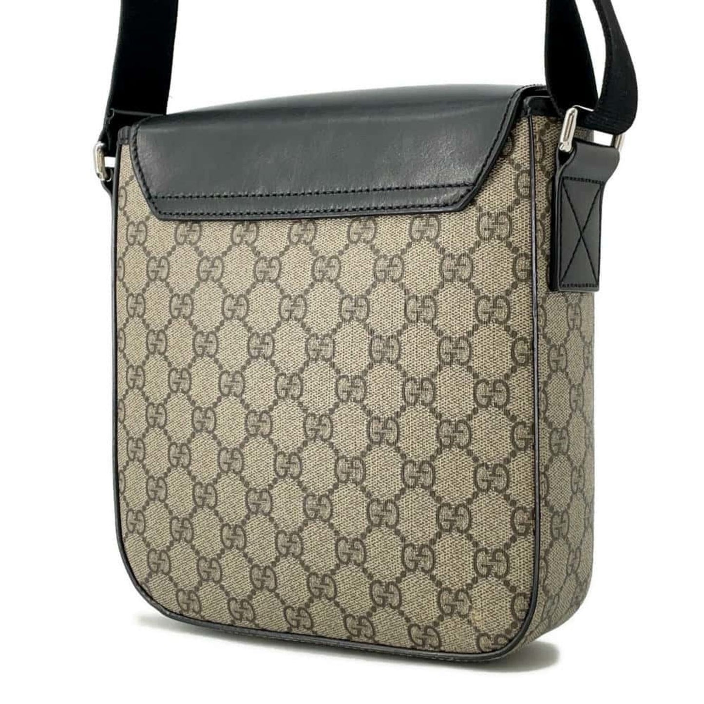 Gucci Beige Black Gg Supreme Leather Messenger Bag Shoulder Bag