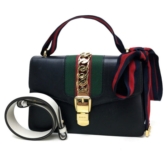 Gucci Black Leather Handbag Shoulder Bag ()