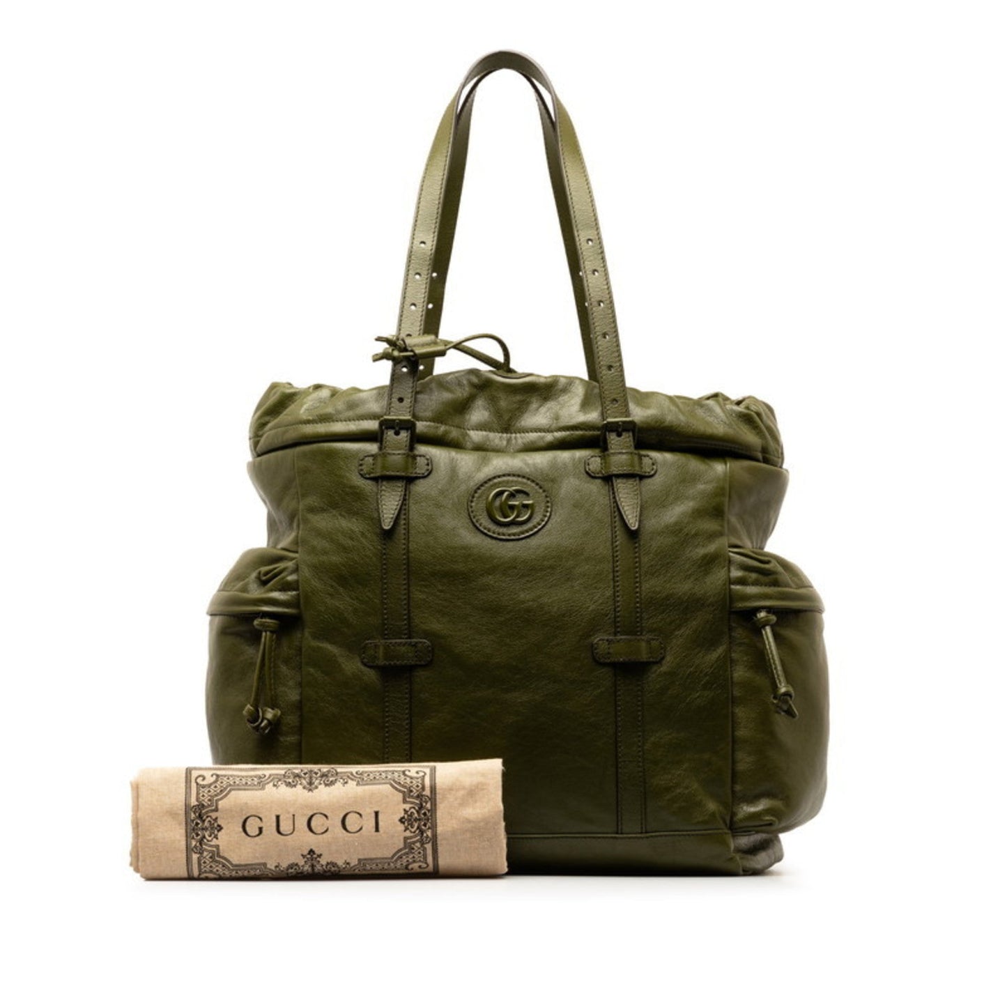 Gucci Khaki Leather Tote Bag
