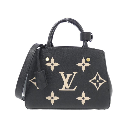 Louis Vuitton Beige Black Leather Handbag Shoulder Bag ()