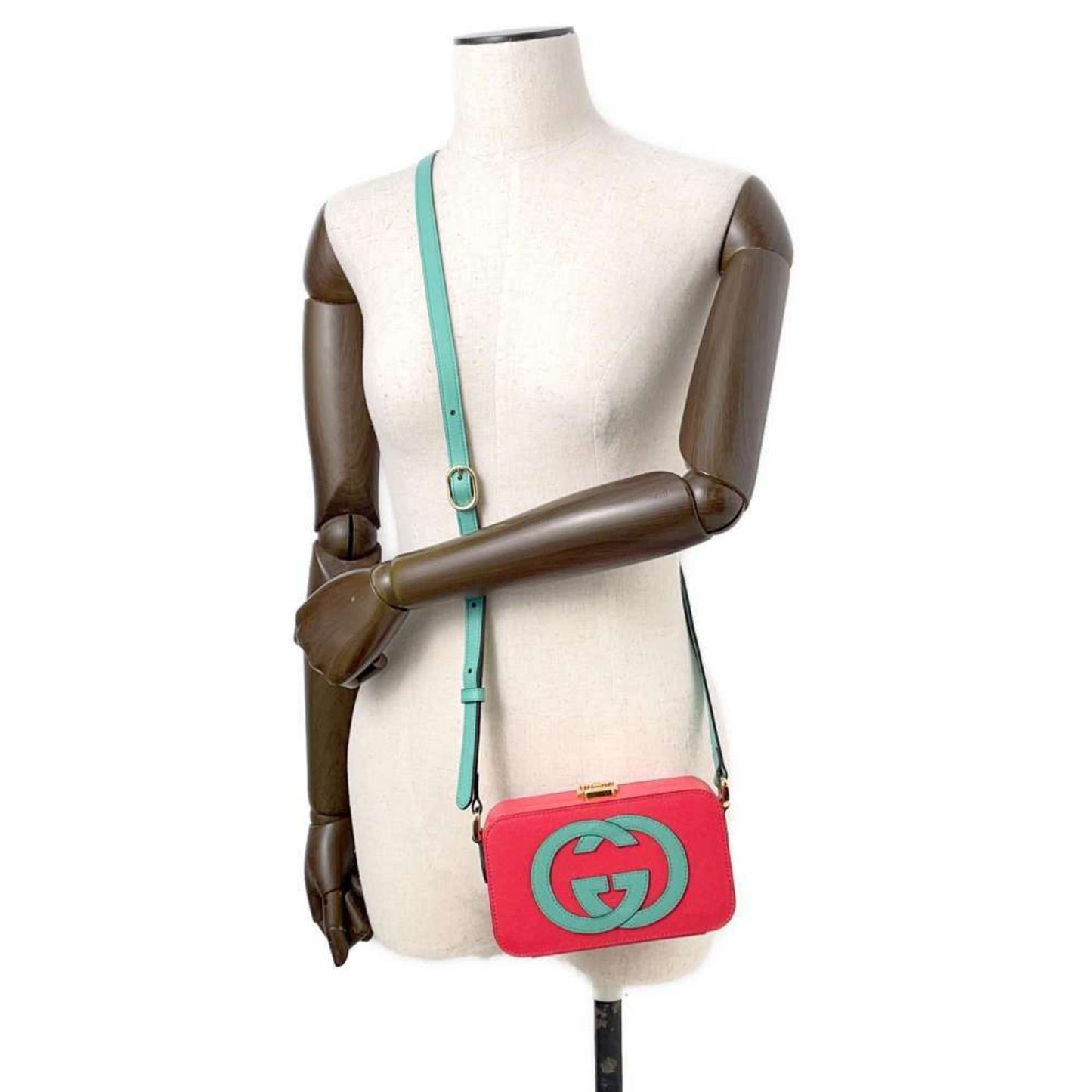 Gucci Green Red Color Leather Shoulder Bag