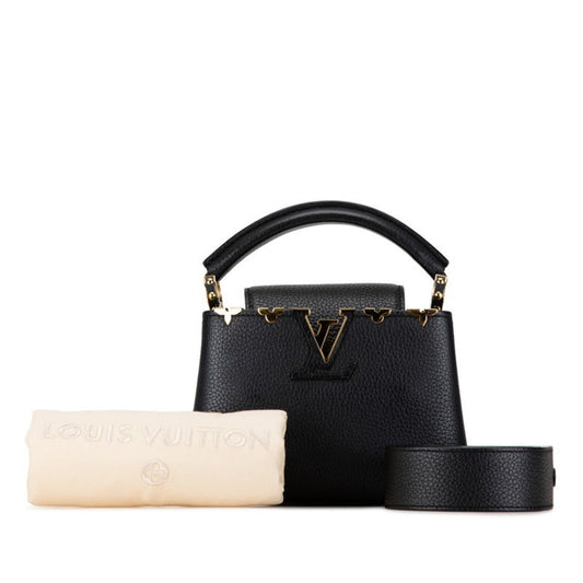 Louis Vuitton Black Noir Leather Handbag Shoulder Bag ()