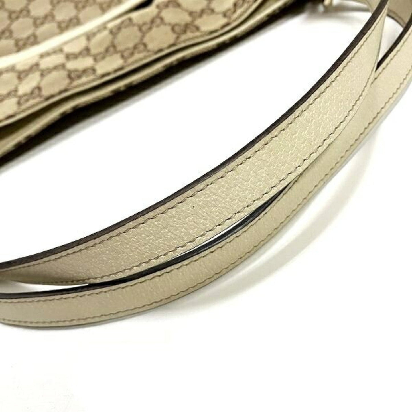 Gucci Beige Ivory Canvas Leather Handbag Tote Bag