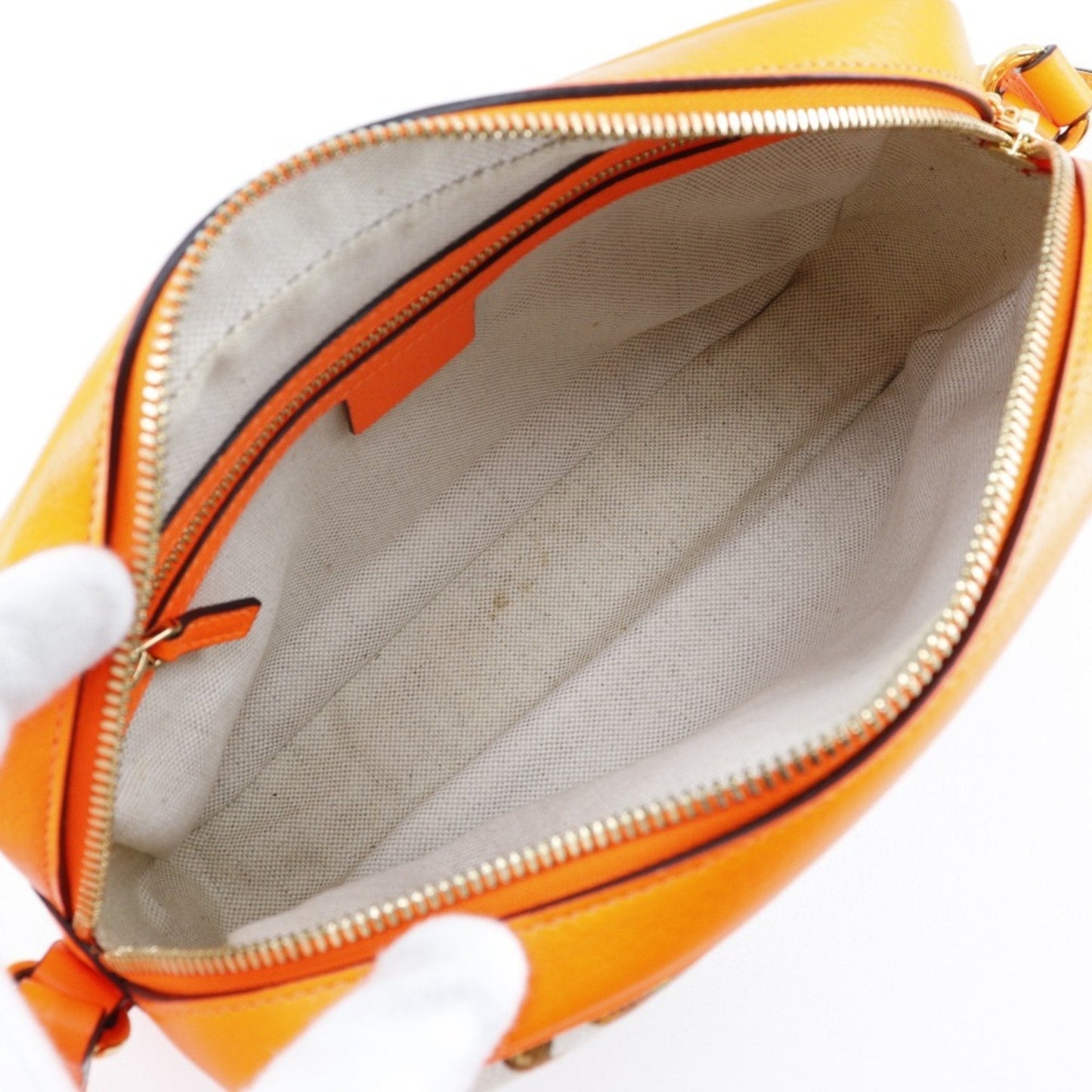 Gucci Orange Canvas Leather Shoulder Bag