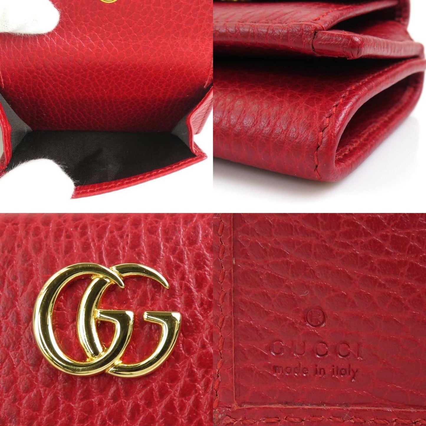 Gucci Red Color Leather Wallet (Tri-Fold)
