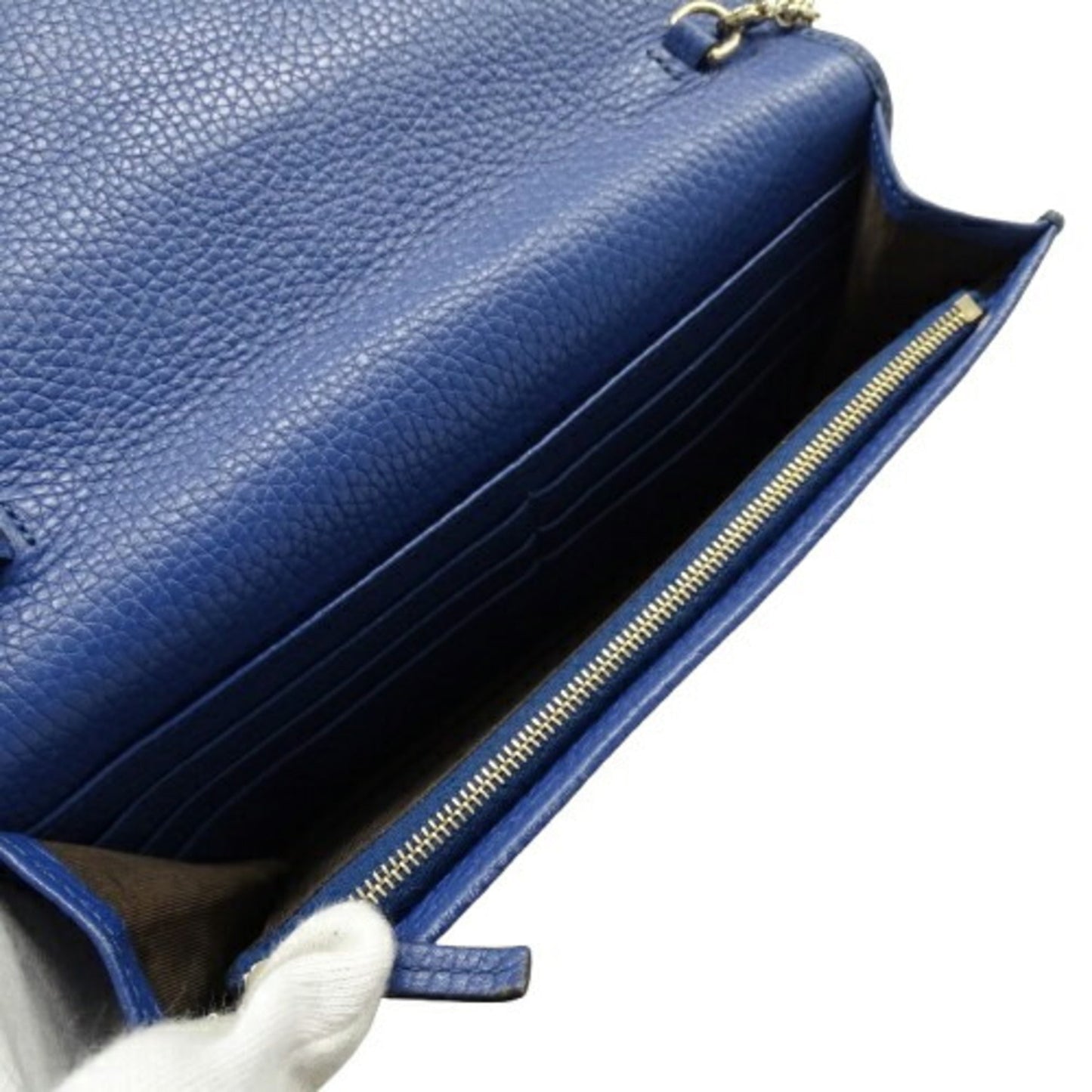 Gucci Blue Leather Chain/Shoulder Wallet