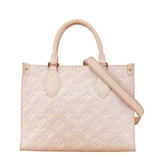 Louis Vuitton Light Pink Yellow Leather Handbag Shoulder Bag ()
