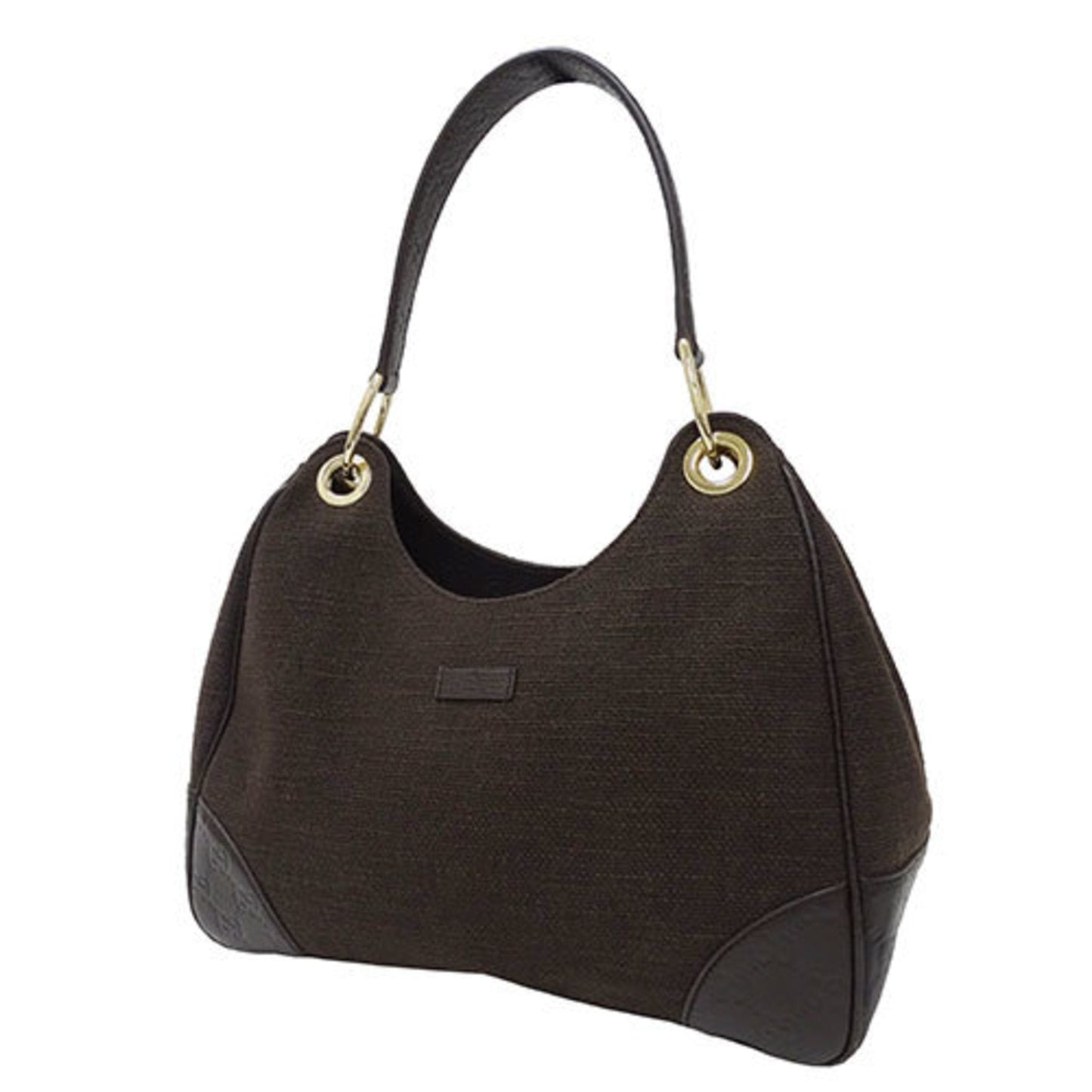 Gucci Dark Brown Canvas Leather Shoulder Bag