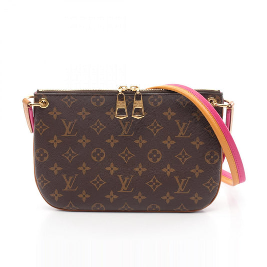 Louis Vuitton Brown Orange Pink Pvc Coated Canvas Leather Shoulder Bag ()