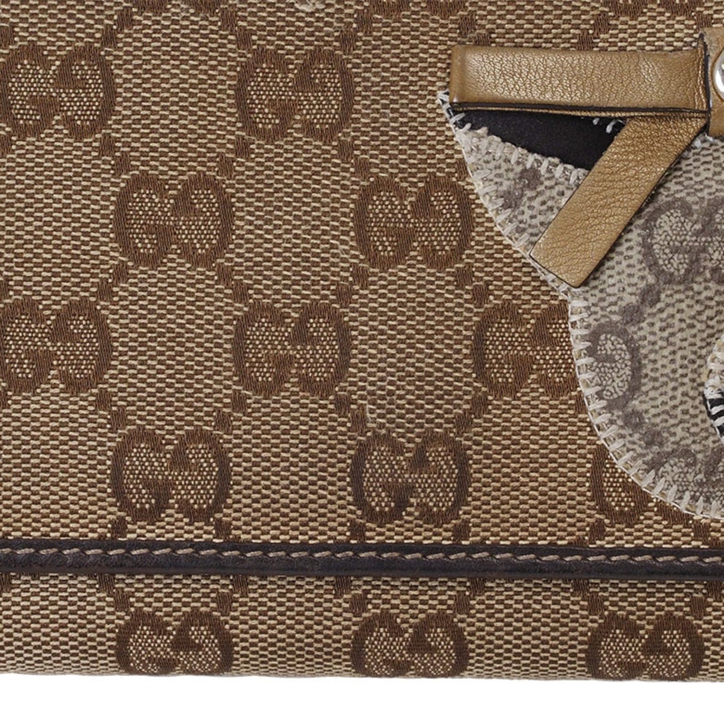 Gucci Brown Canvas Leather Long Wallet (Bi-Fold)