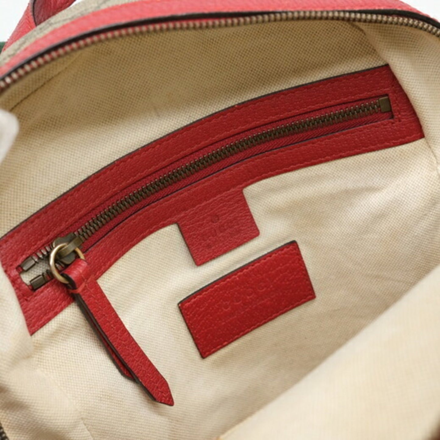 Gucci Beige Pink Red Color Gg Supreme Leather Backpack