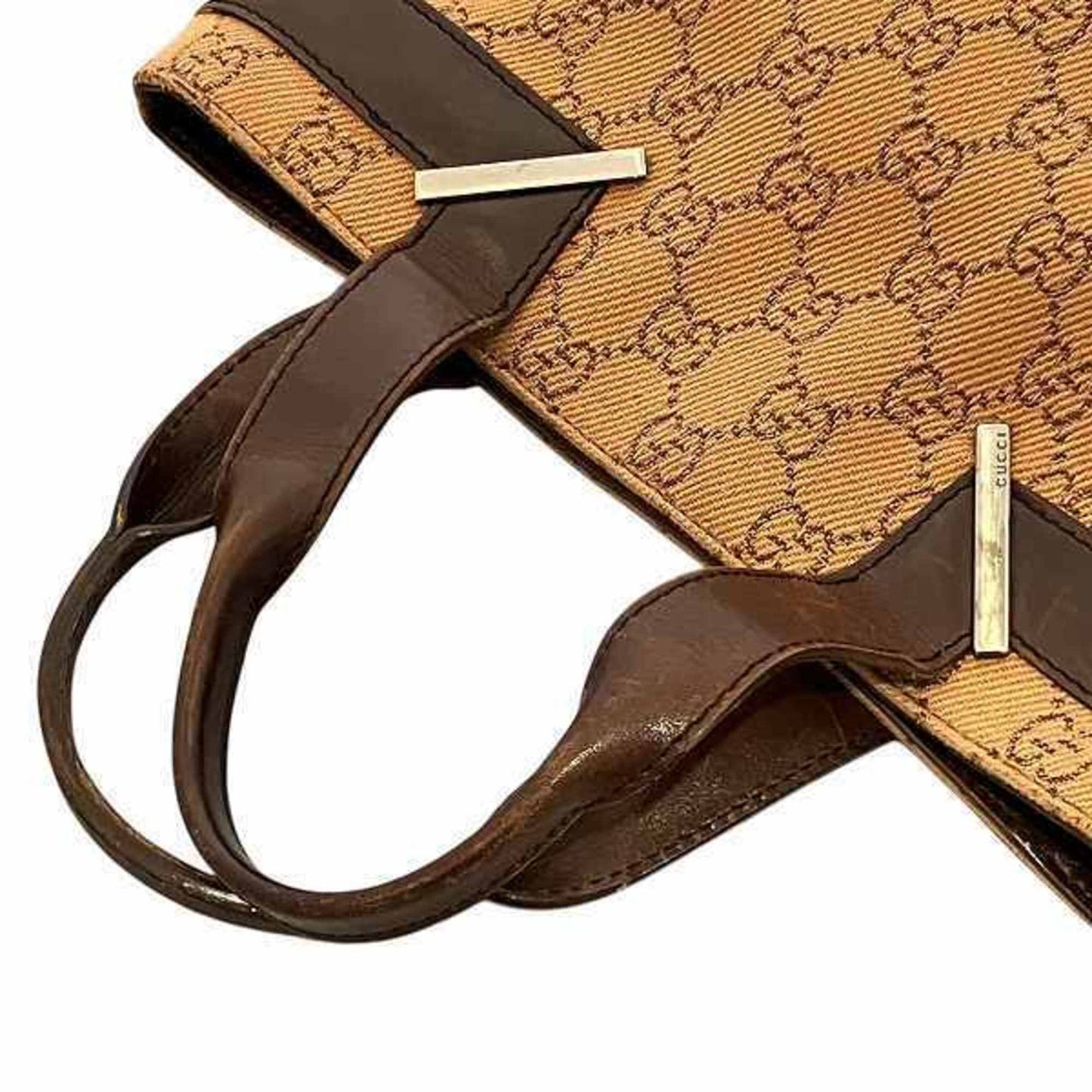 Gucci Gg Canvas Brown Canvas Leather Handbag