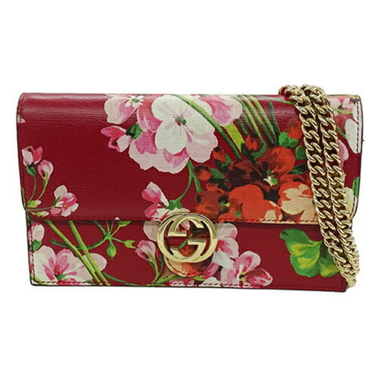 Gucci Red Color Leather Chain/Shoulder Wallet ()