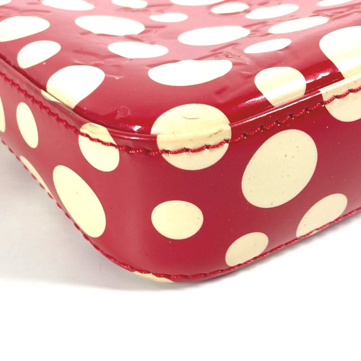 Louis Vuitton Red Color White Patent Leather Pochette Pouch Shoulder Bag