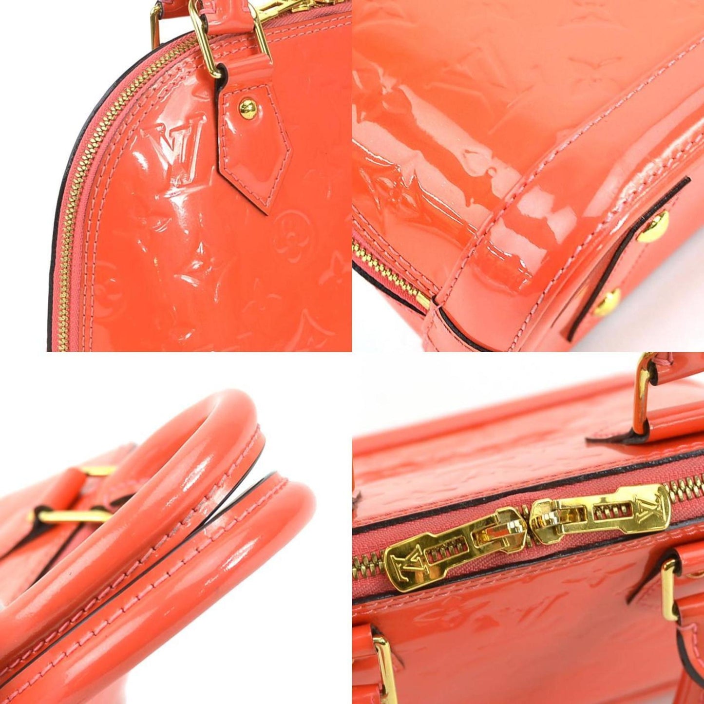 Louis Vuitton Pink Orange Patent Leather Handbag Shoulder Bag