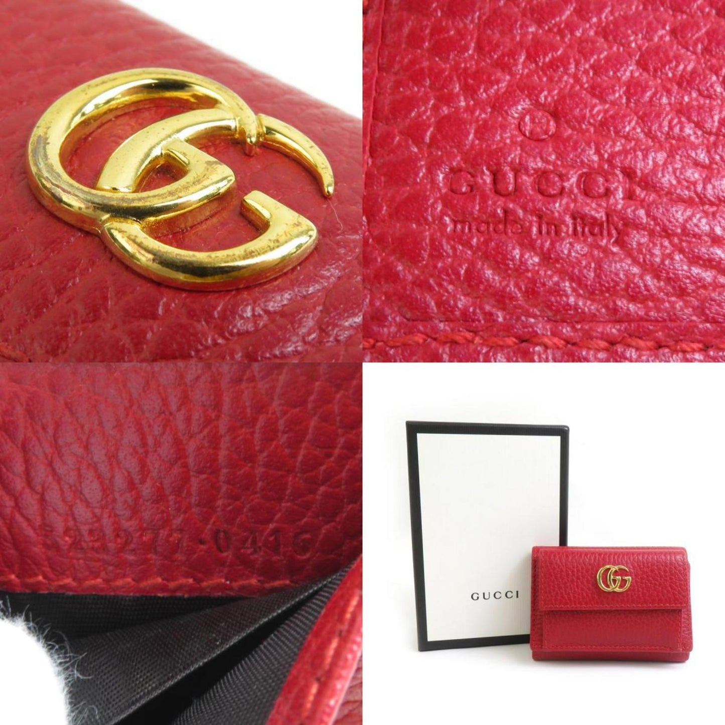 Gucci Red Color Leather Wallet (Tri-Fold)