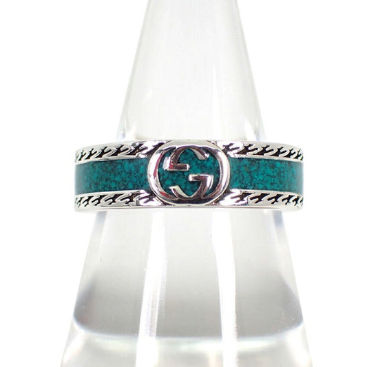 Gucci Silver Turquoise Enamel Sterling Silver 925 Band Ring