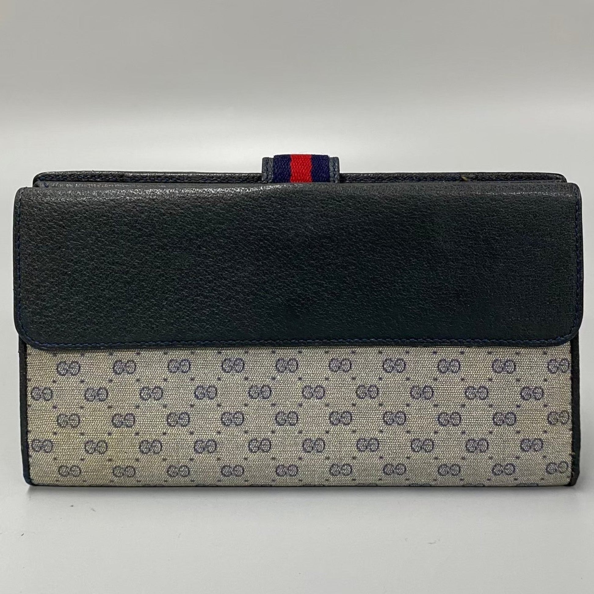 Gucci Navy Red Color Leather Pvc Long Wallet (Bi-Fold) ()