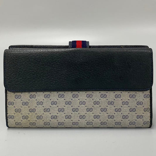 Gucci Navy Red Color Leather Pvc Long Wallet (Bi-Fold) ()