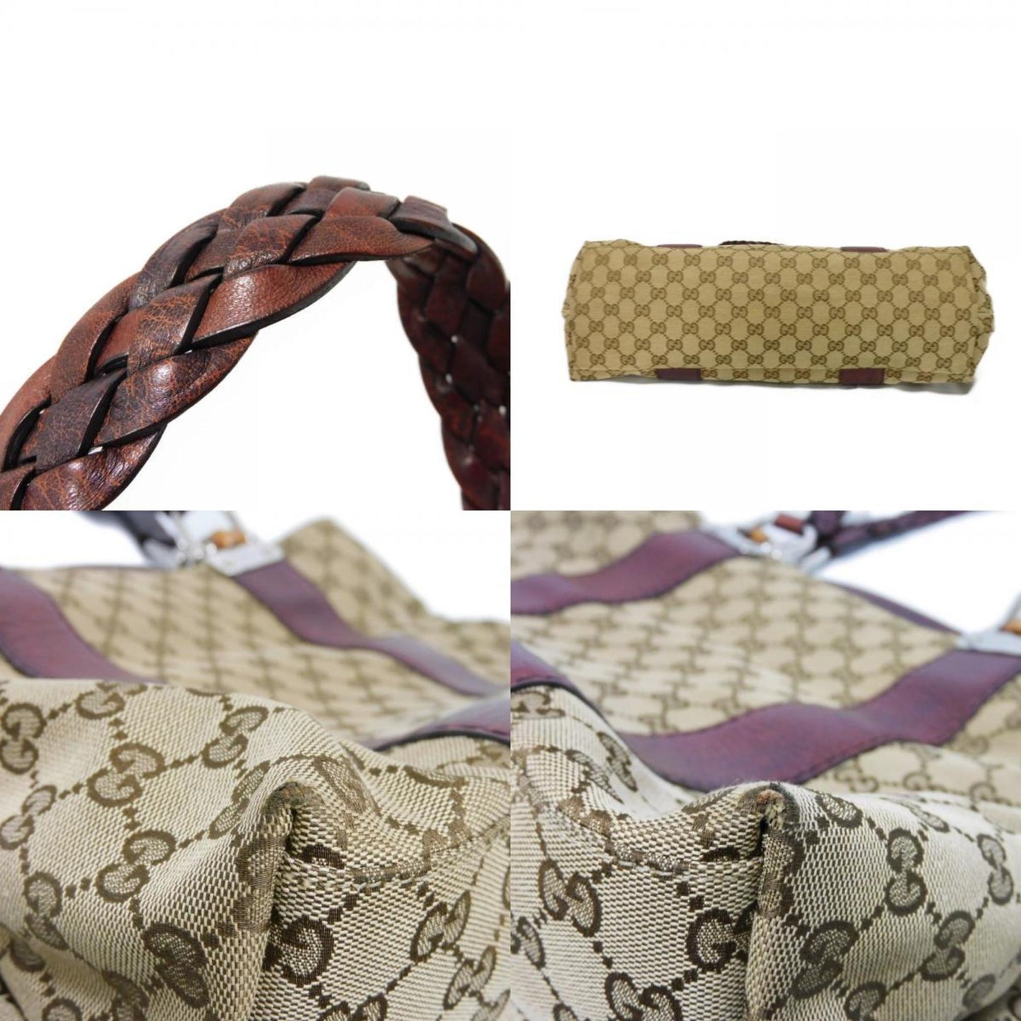 Gucci Beige Brown Gg Canvas Handbag Tote Bag