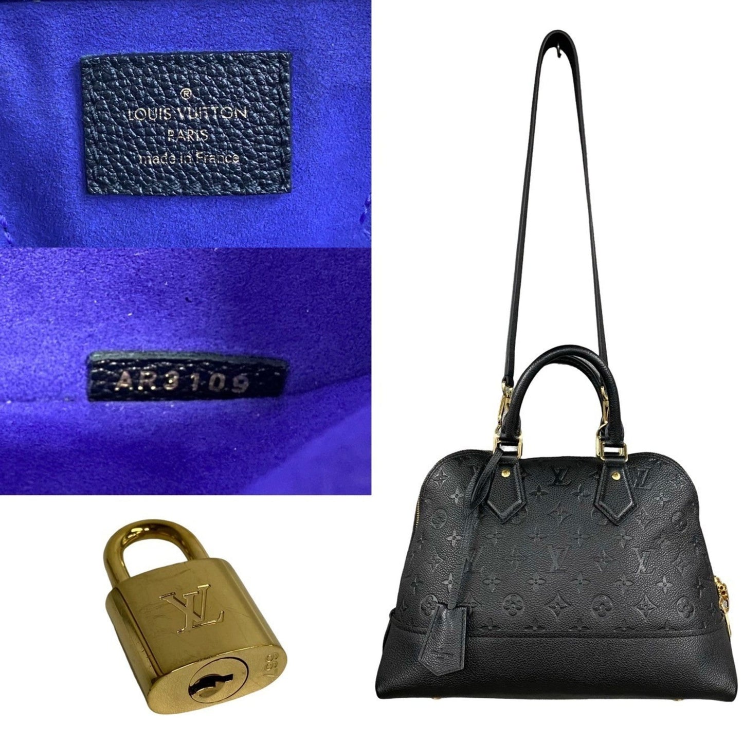 Louis Vuitton Black Leather Handbag Shoulder Bag