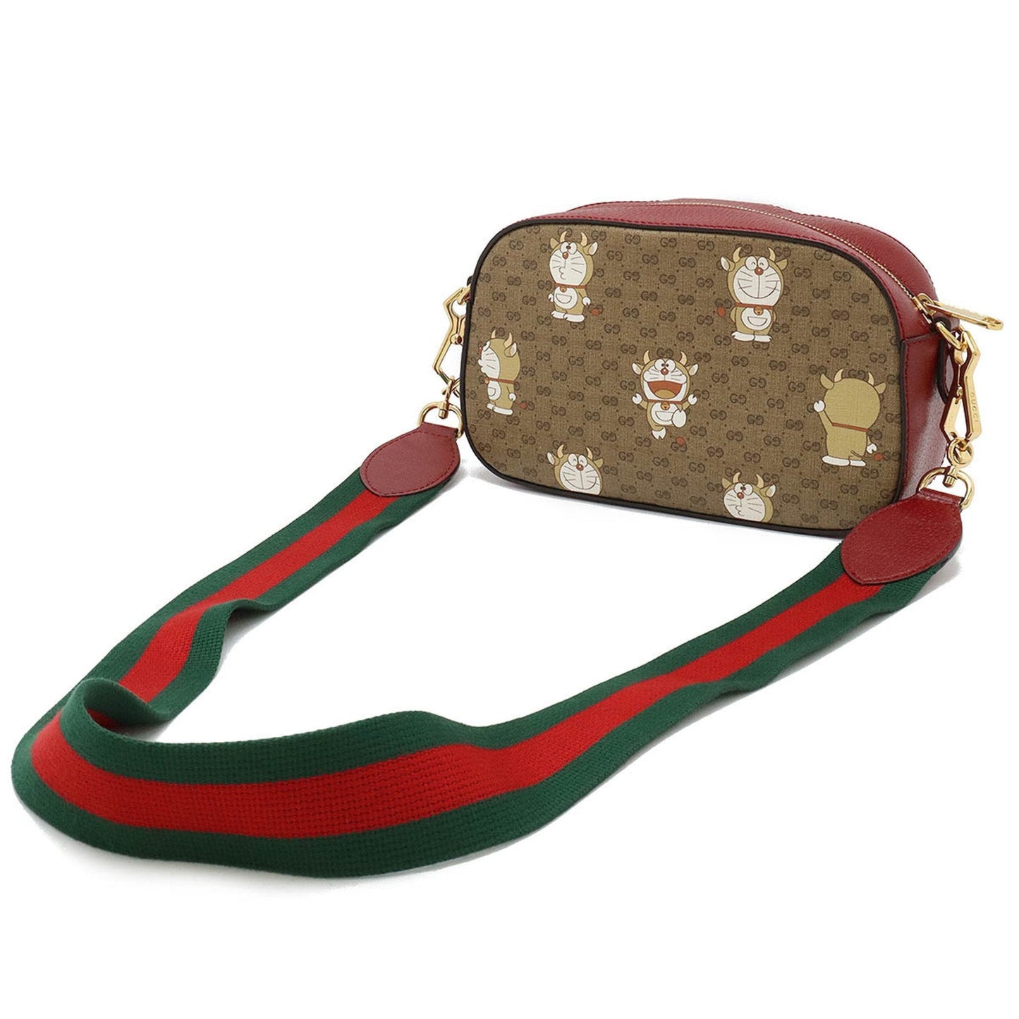 Gucci Bordeaux Brown Green Red Color Gg Supreme Leather Pochette Shoulder Bag