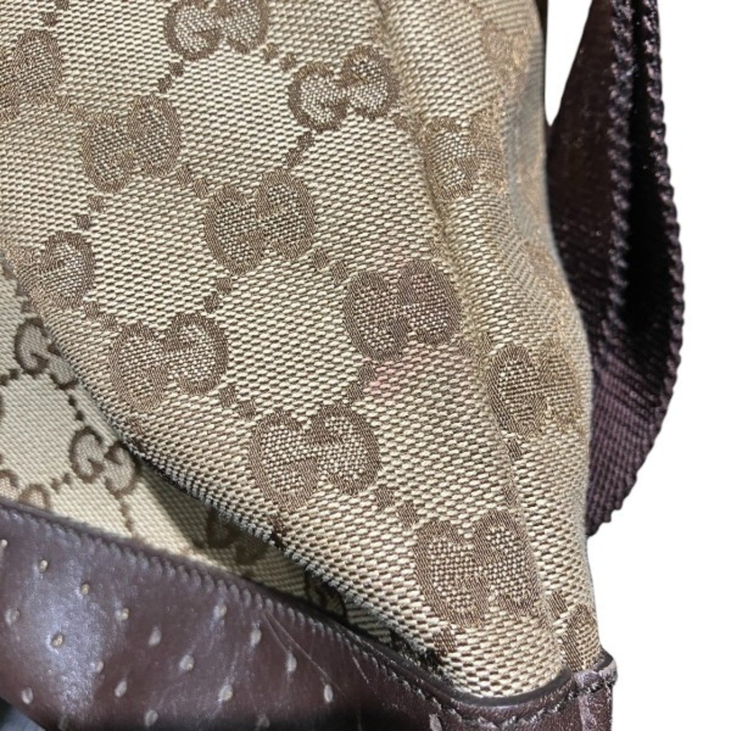 Gucci Beige Brown Gg Canvas Leather Shoulder Bag
