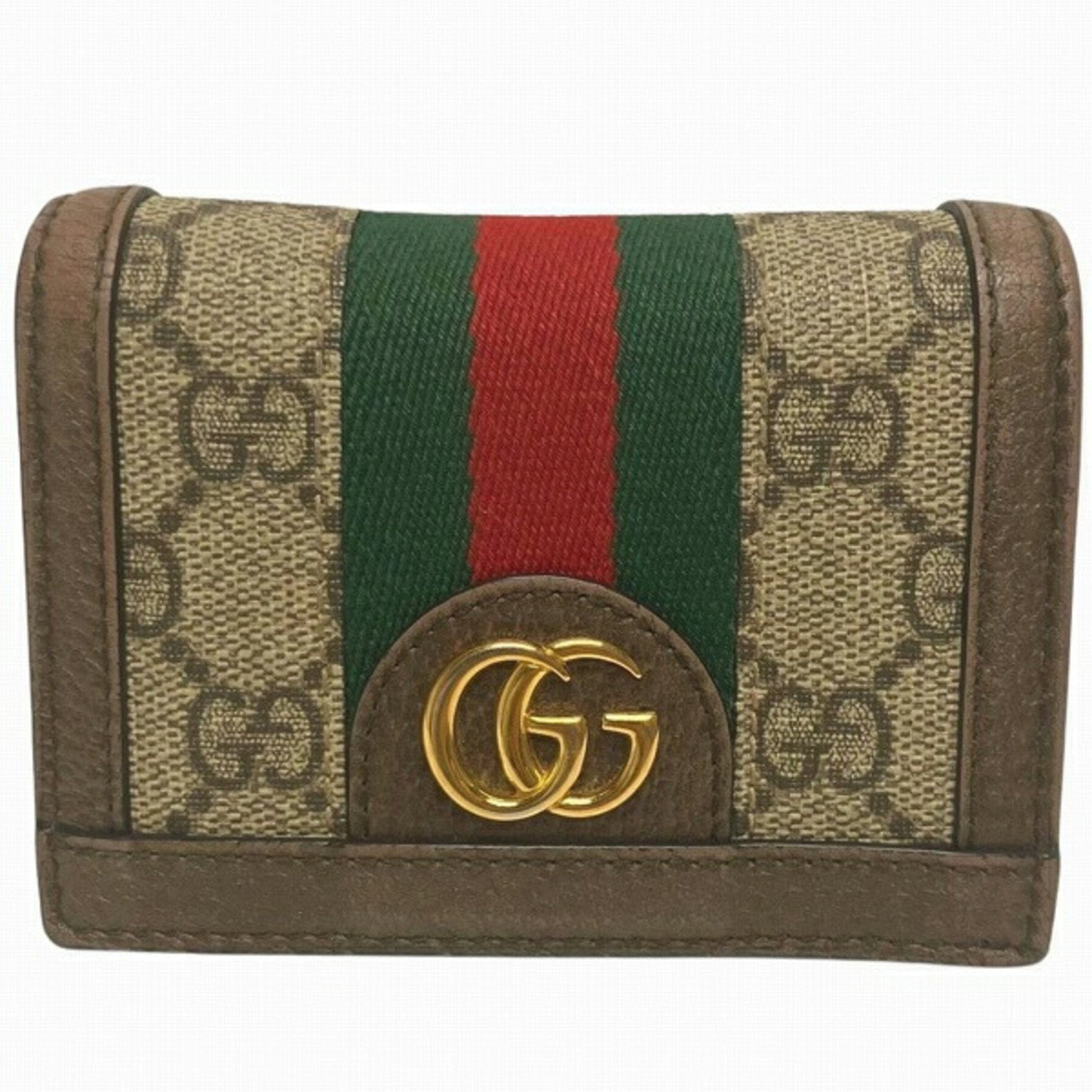 Gucci Beige Dark Brown Gg Supreme Leather Wallet (Bi-Fold) ()