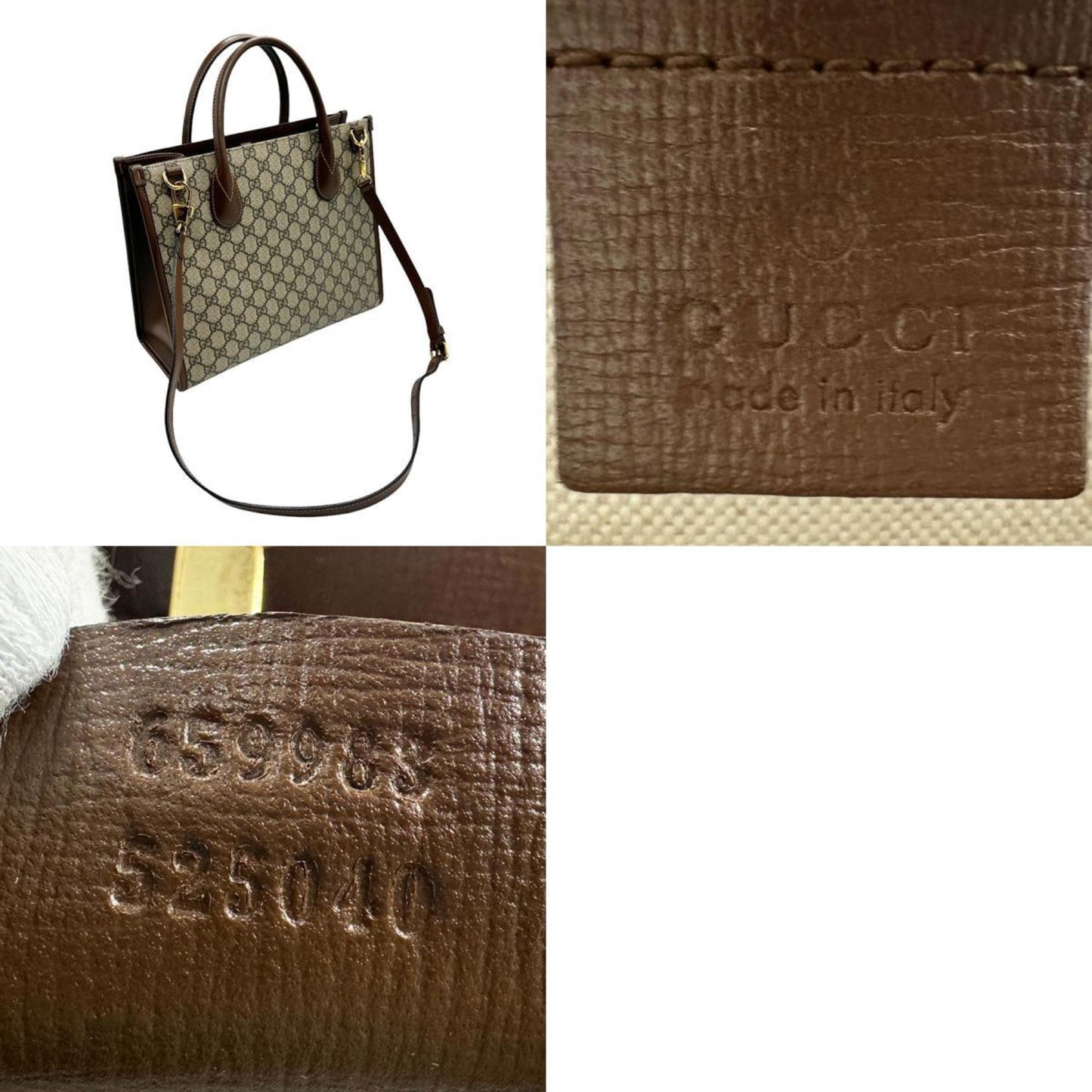 Gucci Beige Brown Pvc Handbag Shoulder Bag Tote Bag